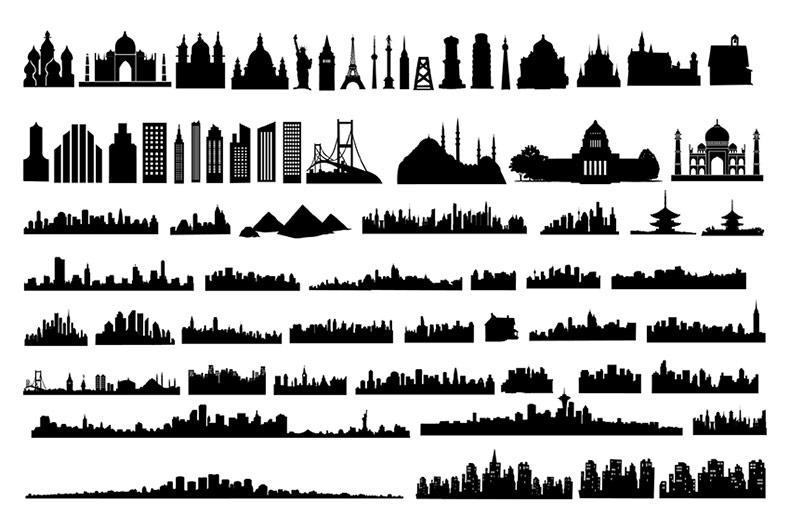 著名城市剪影,著名城市,城市剪影,城市矢量,矢量城市,城市剪影矢量,矢量城市剪影,