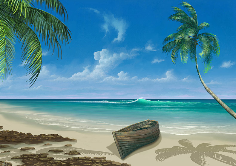 海滩插画,大海插画,手绘海滩,海滩手绘,夏天,夏季,夏,海滩,沙滩,海水,CC0,免费图片,