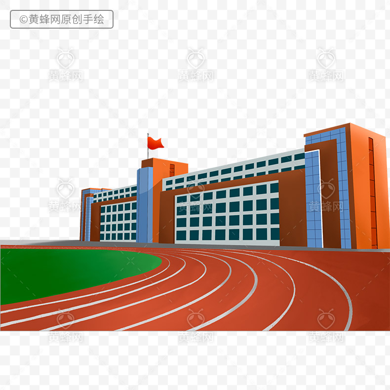 手绘校园建筑png素材 - 素材 - 黄蜂网 - 原创可商用设计作品