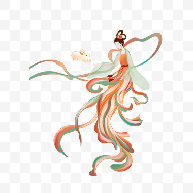 手绘嫦娥png素材