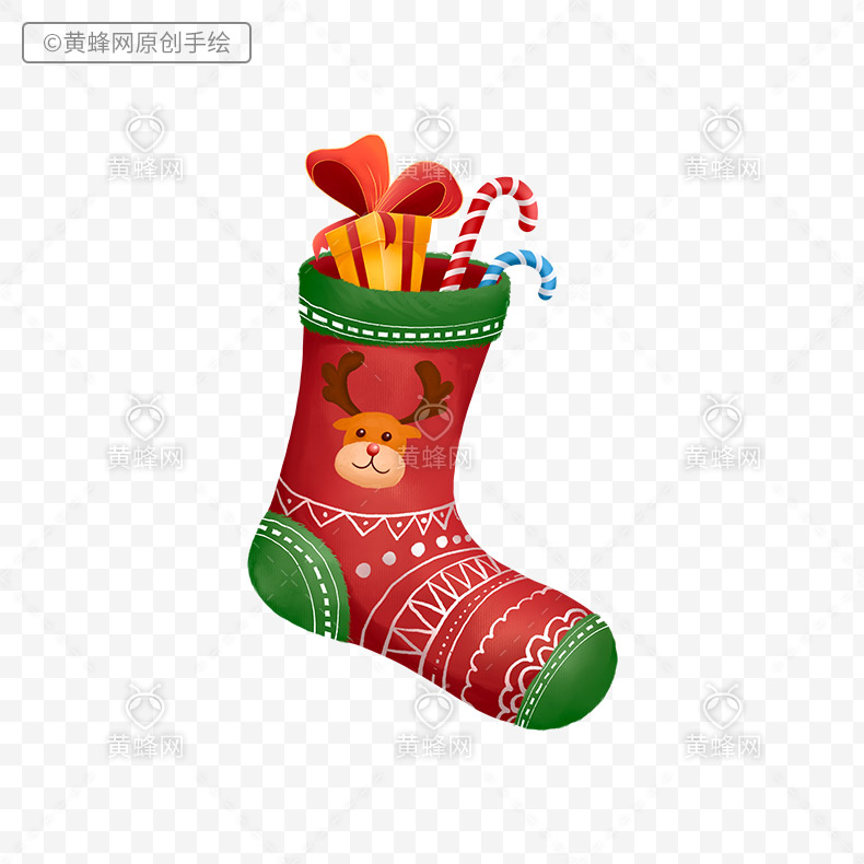 手绘圣诞袜,圣诞袜,圣诞袜子,圣诞节,圣诞,png,免扣素材,